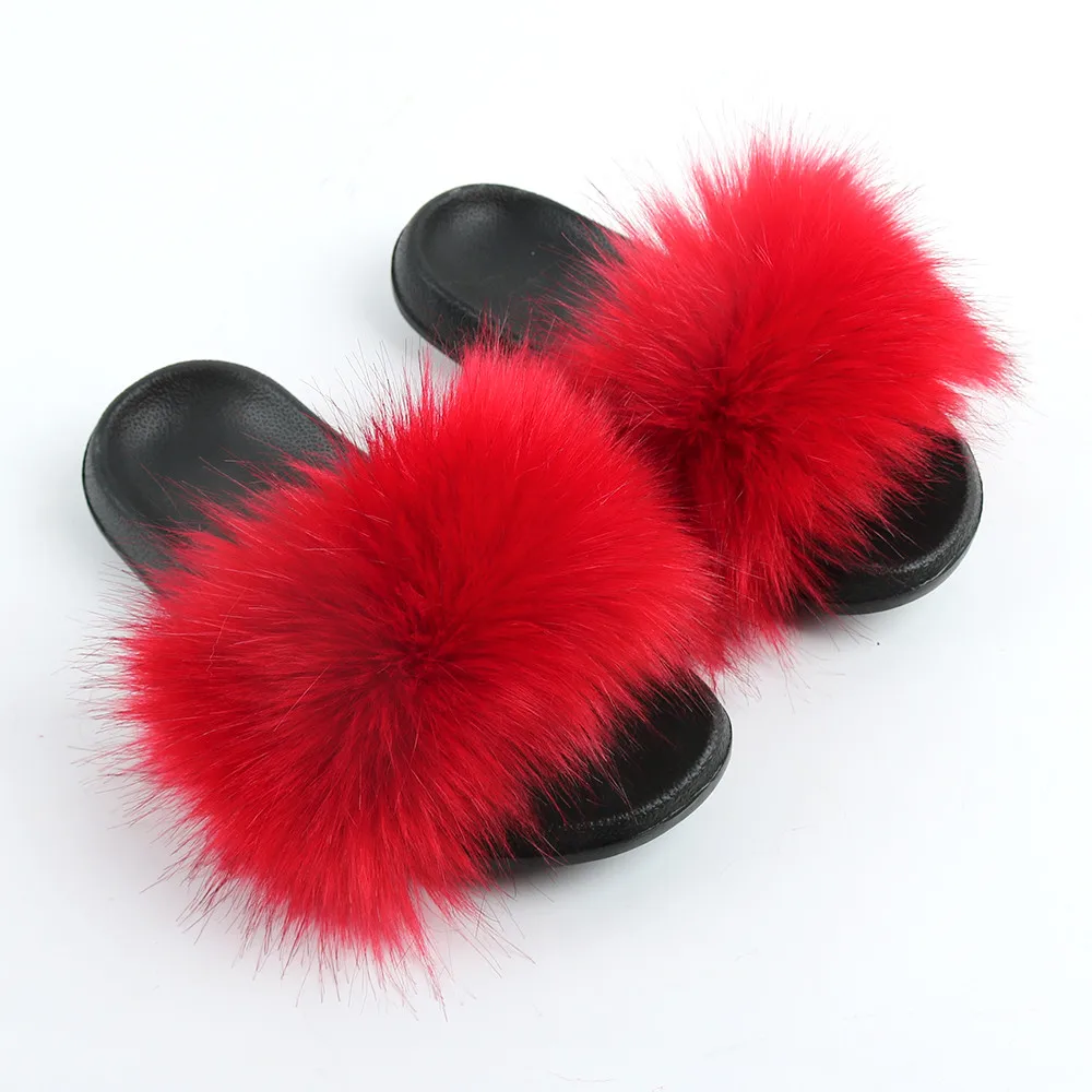 

Flurry real fox fur slides sandal with for women wholesale fox fur sliders