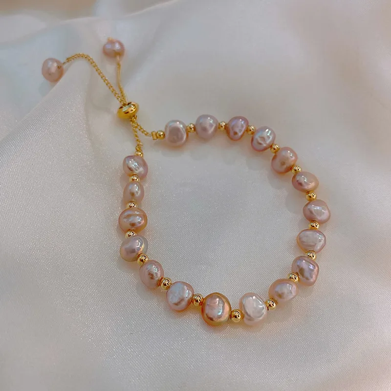 

JUHU New Baroque pearl bracelet fish tail design fashion simple rose gold pearl bracelet wholesale for women