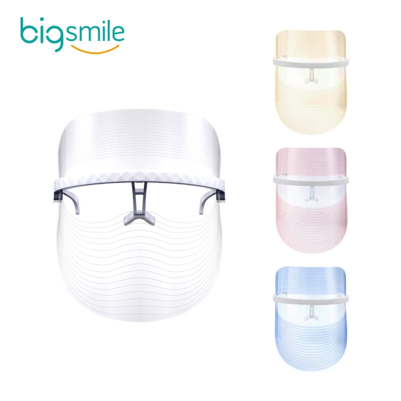 

2020 PDT Photon Light Facial Skin Beauty Therapy 3 Colors LED Light Therapy Face Mask Wireless LED Facial Mask, White abs meterail