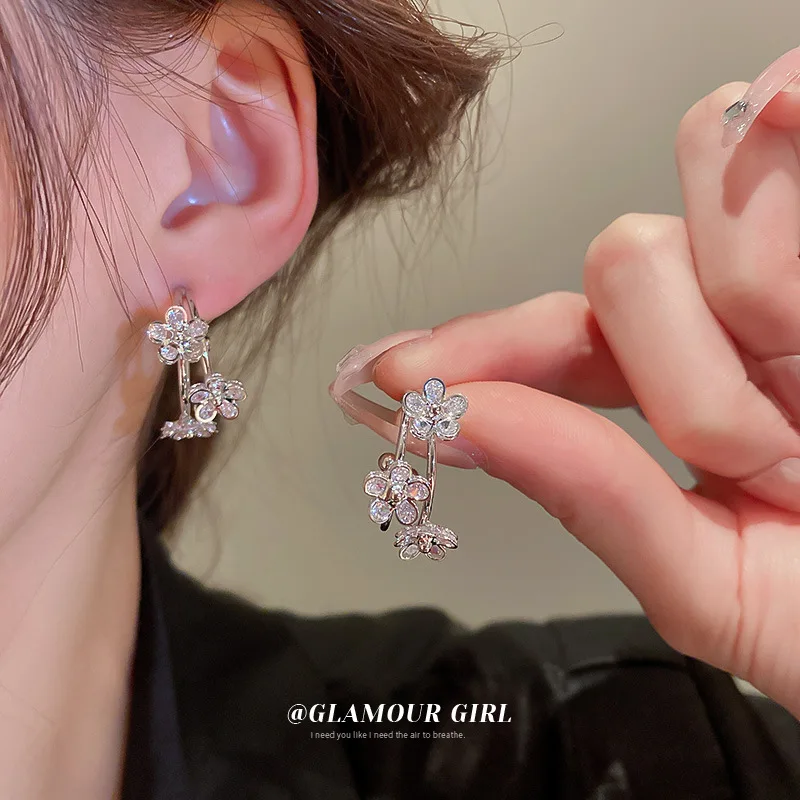 

fashion quality crystal flower earring korean style