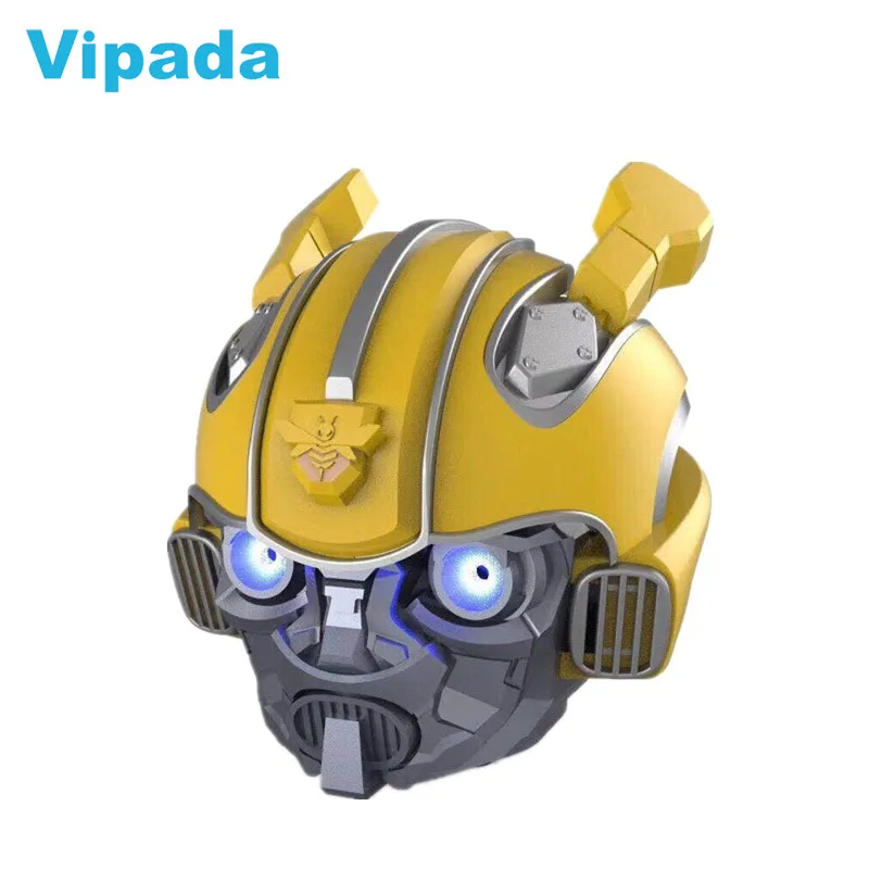 DHF 2019 New Bumblebee Helmet Bluetooth Speaker Creative Cartoon USB Card LED Flashing Light Wireless Stereo Speakers