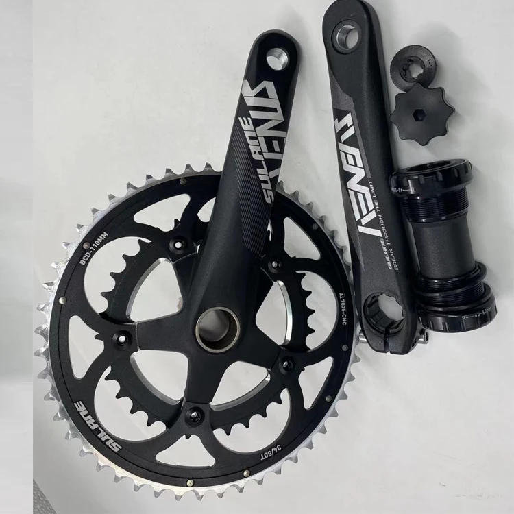 

Hot Sell Chinese Cnc Driveline Road Bike Crankset BCD110 34/50T chainrings 170mm crank hollow with BB