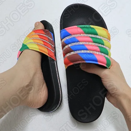 

fashion comfortable flat casual slippers sandals for women summer ladies sandals cheap color jelly rhinestones sandals