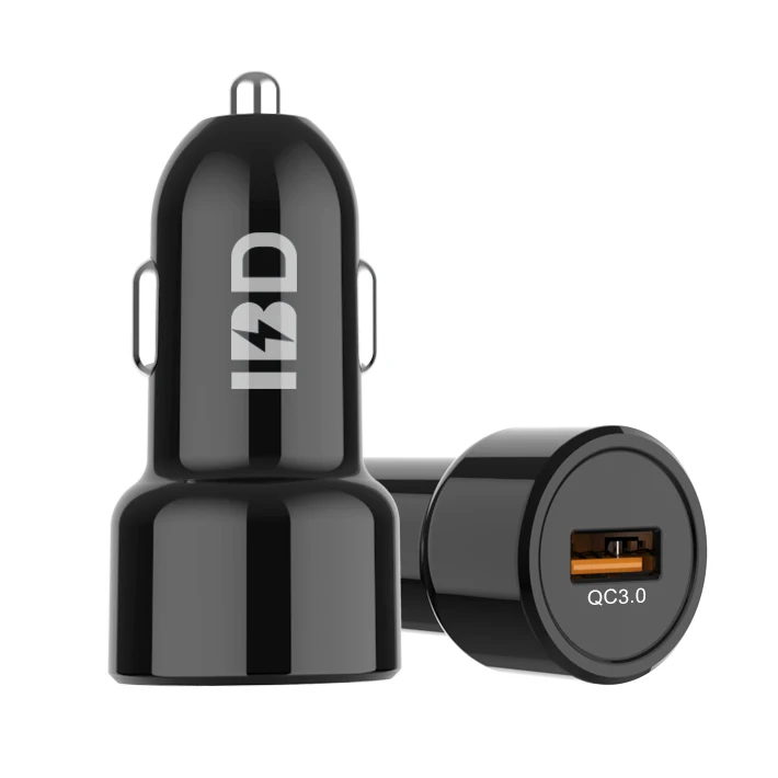 

IBD Hot selling 3.1A Mini Car Mobile Charger Phone,Quick Charge 3.0 Fast Charging Qc,Car Single Usb Charger Adapter, Black