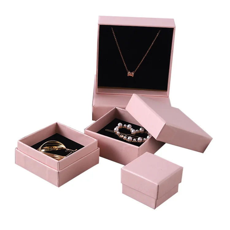 

pink jewelry box packaging earring women pearl necklace gift paper jewelry box with lid, Cmyk / customization