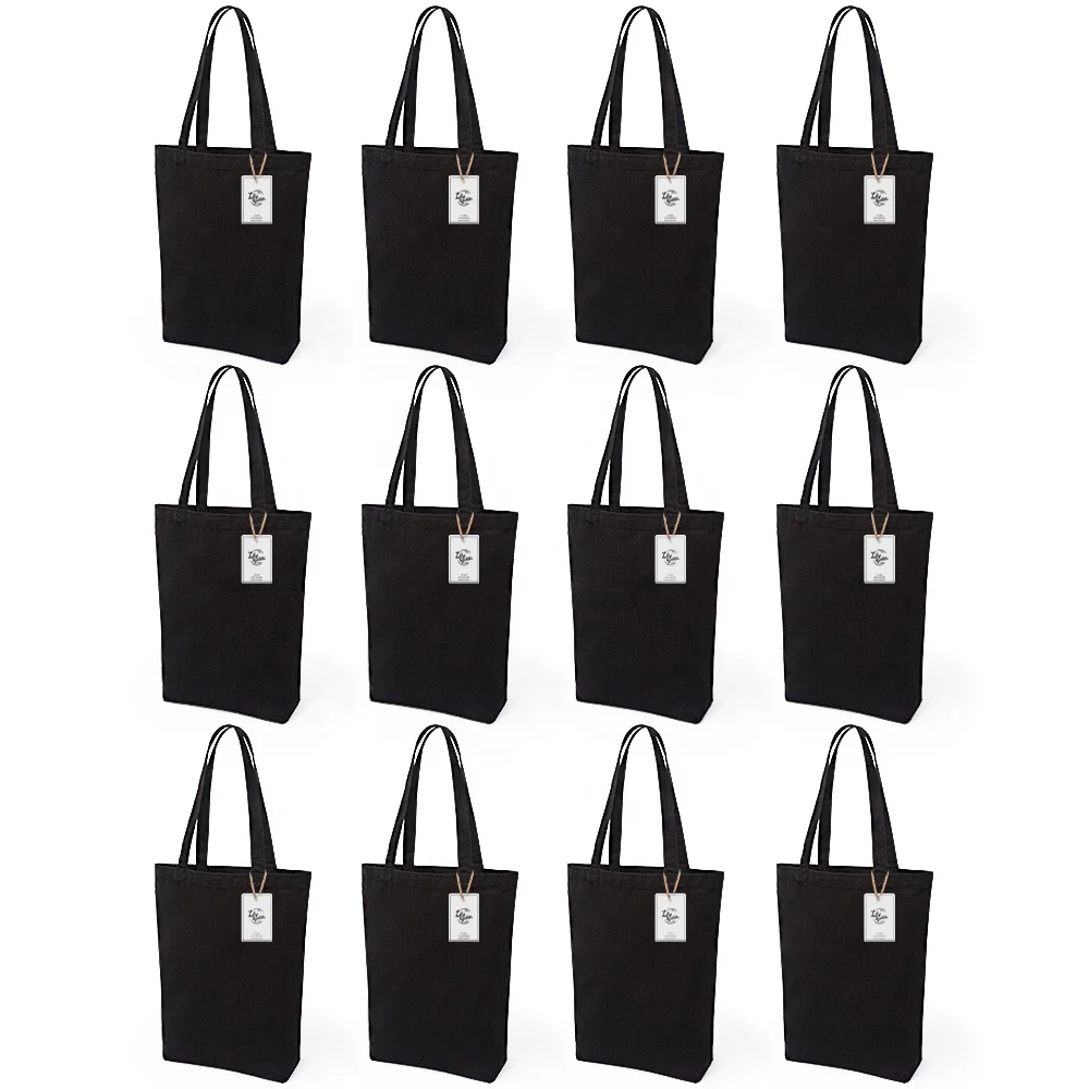 

Custom wholesale black 12oz cotton canvas tote bag with logo, Natural