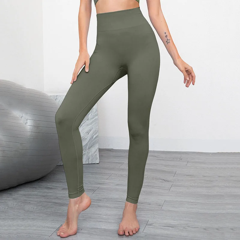 

Custom Logo Sexy Ladies Running Gym Pants 2021 New Style Fashion Seamless High Waist Workout Fitness Women Yoga, Yellow, orange, gray, light blue