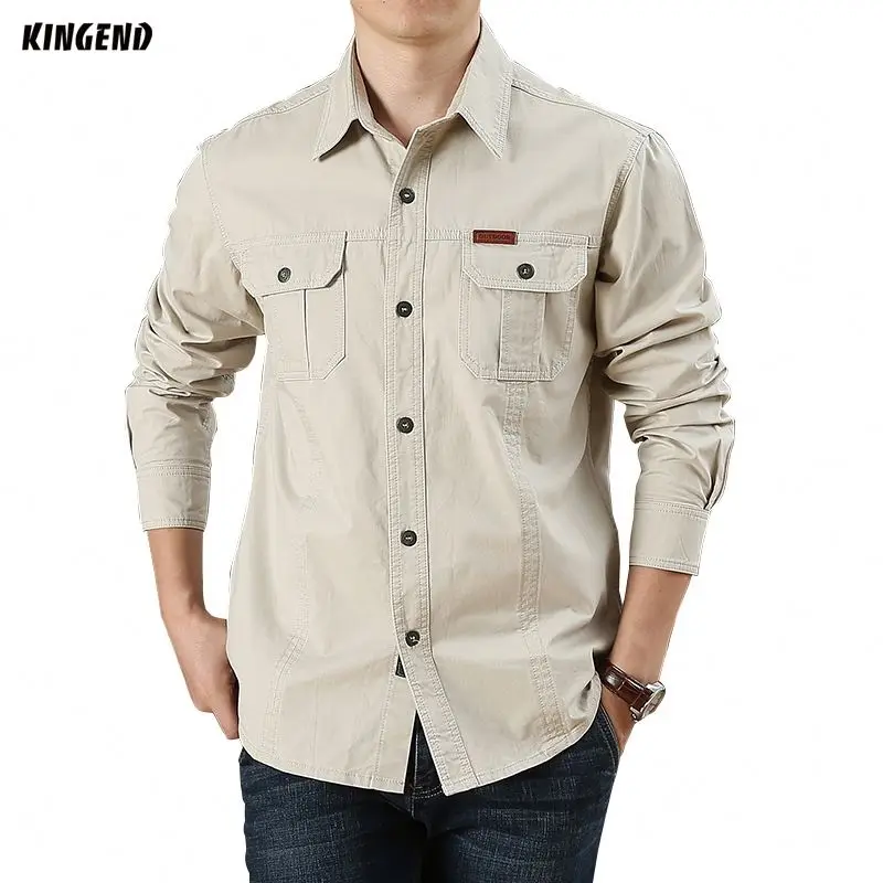 

KG2388 Camisas Manga Larga Wholesale 100% Cotton Long Sleeve Mens Shirts Gentleman Jack Shirt, Black-navy-olive-khaki-beige