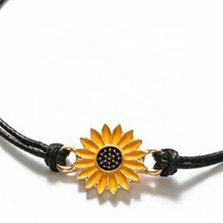 

Sunflower Daisy Women's Bracelet Alloy Wax Wire Braided Bracelet, Picture