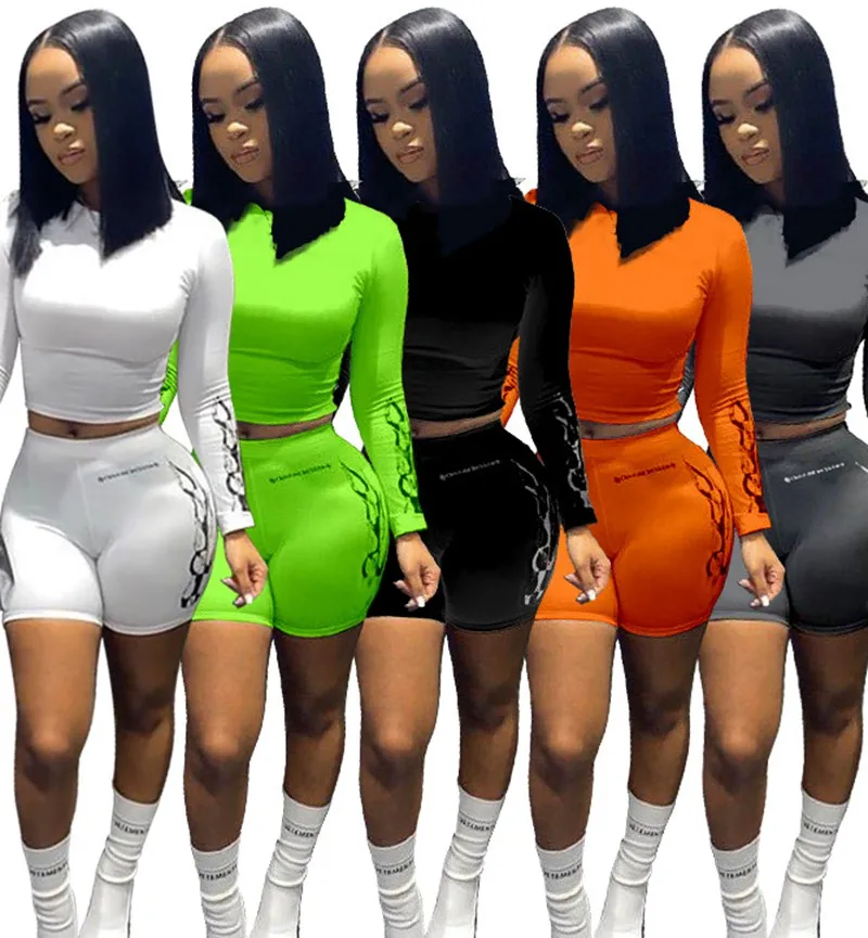 

2021 Women Plus Size 2Piece Set Sexy Outfits Clothing Jumpsuits And Rompers Tracksuits Biker Short Two Piece Pant Sets, Picture