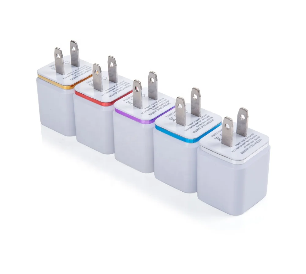 

Amazon hot sale high quality portable quick charge smart Dual usb wall charger adapter US Plug Certified travel wall charger, Sliver/ gold /blue /orange/purple