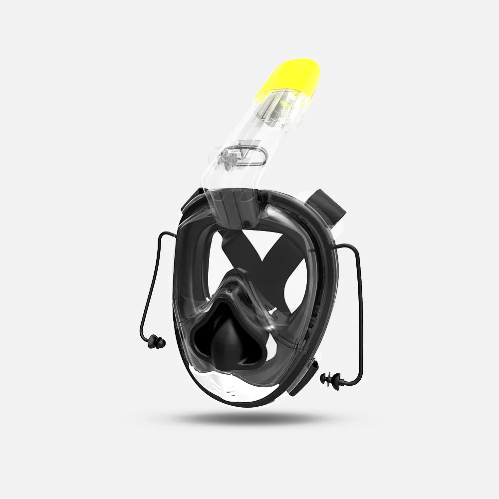 

DEDEPU Hot Sale OEM ODM 180 Degree silicone snorkeling scuba mask Snorkel Mask Full Face, Black