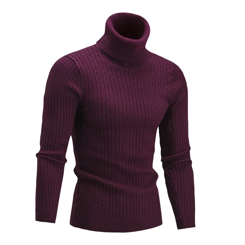 

Men's Sweaters For Autumn And Winter New High-neck Solid Color Twist Bottoming Shirt Sweater Men