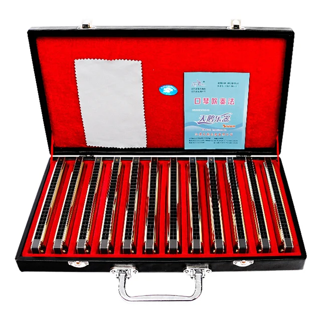 

Swan SW24H-12TJ 10 Hole 12-Tune Set-Packing Harmonica Gift Box, Gold