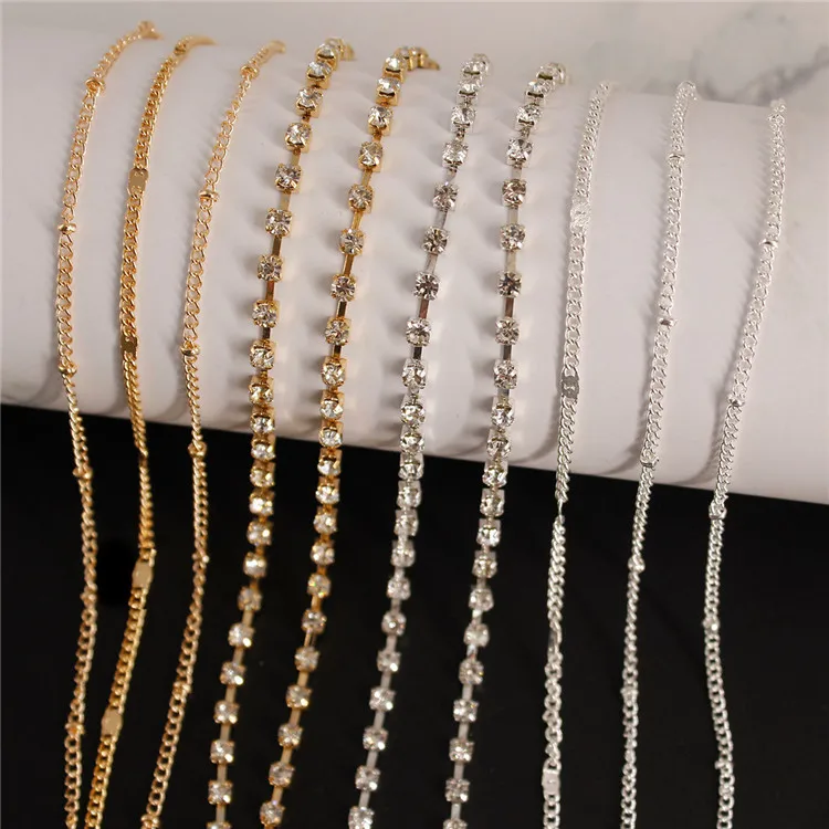 

fashion anklets foot jewelry ankle bracelet dainty beach leaf arrow diamond gold anklets for women, Silver color, golden color