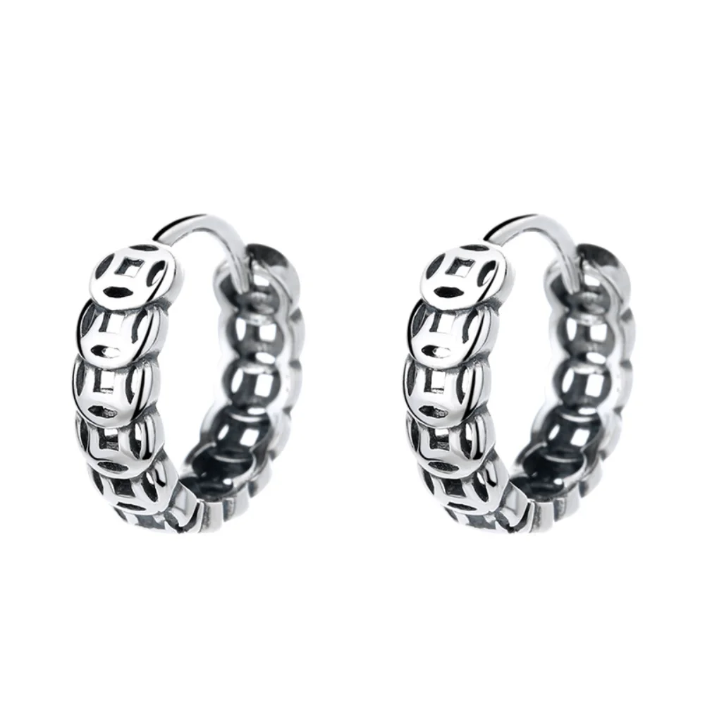 

925 silver coin charm stylish quirky small huggie hoop korea luxury jewelry earrings women earring designs