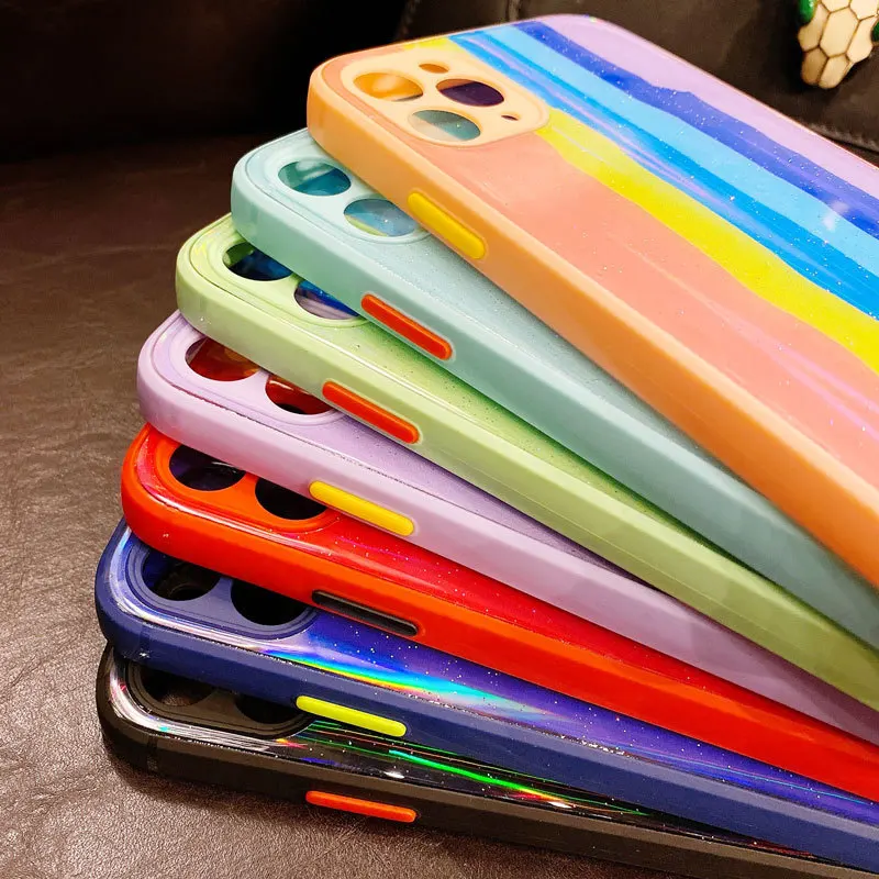 

Case For iPhone 12 Pro, Fashion Colorful Rainbow Pattern Soft Silicon Mobile Phone Cases For iPhone 11 XS Max XR 6 7 8 SE 2020