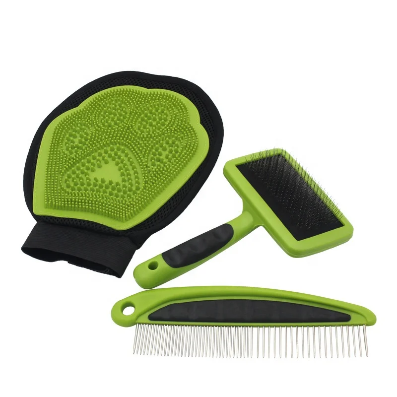 

Factory Wholesale 3 IN 1 Pet Grooming Slicker Brush Pet Comb Dog Grooming Kit Pet Dog Grooming Set, Picture shows