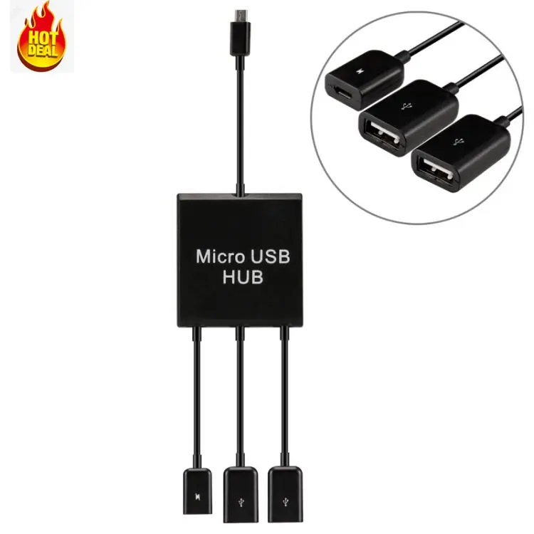 

Hot Selling Micro USB to 2 Ports USB OTG HUB Adapter Cable with Micro USB Power Supply