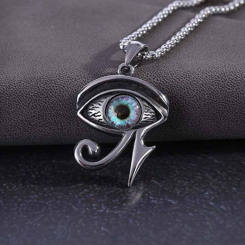 

Creative Evil Eyes Pendant Necklace Hip Hop Stainless Steel Horus Eye Pendant Necklace for Men