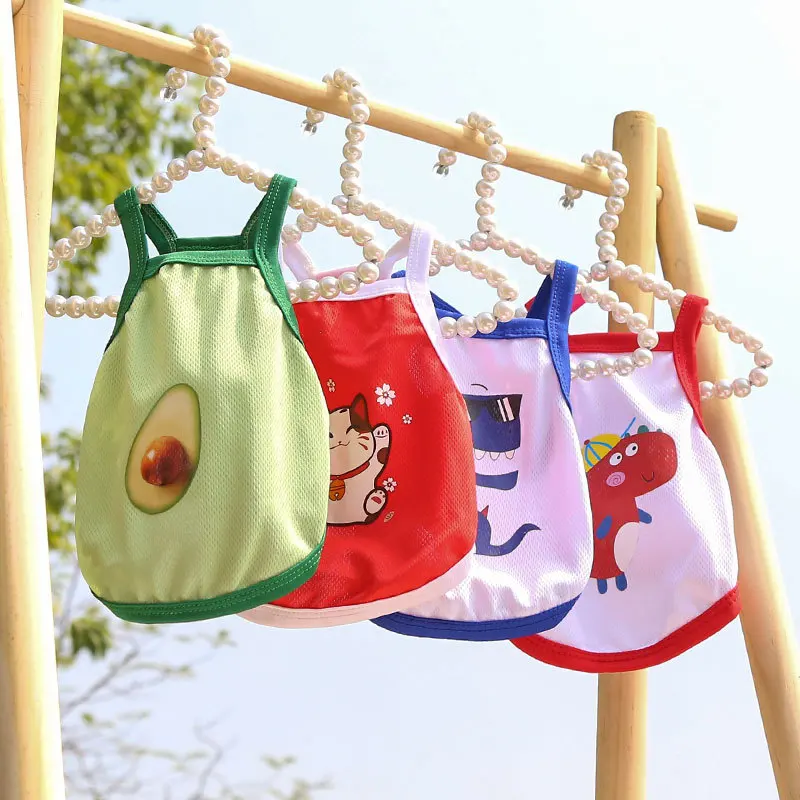 

Hot new style sling mesh breathable summer cat pet dog vest cartoon pet clothes