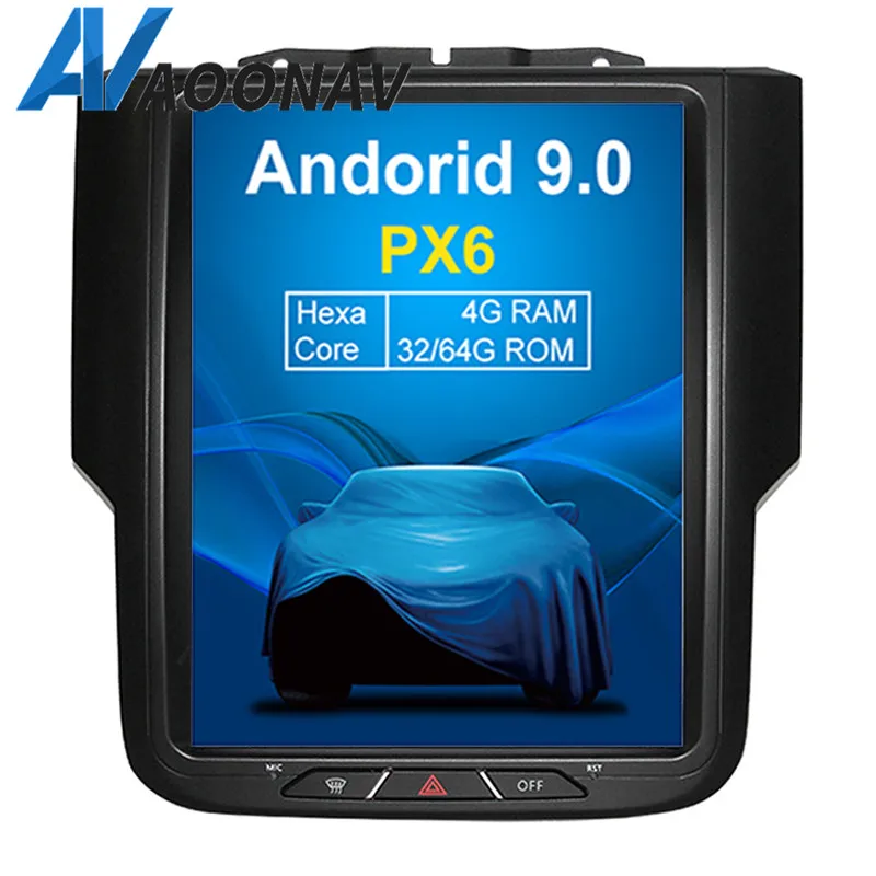 

AOONAV vertical screen 10.4 inch Android 9.0 car Radio GPS navigation For dodge RAM 2013-2017 car DVD player support carplay, Black