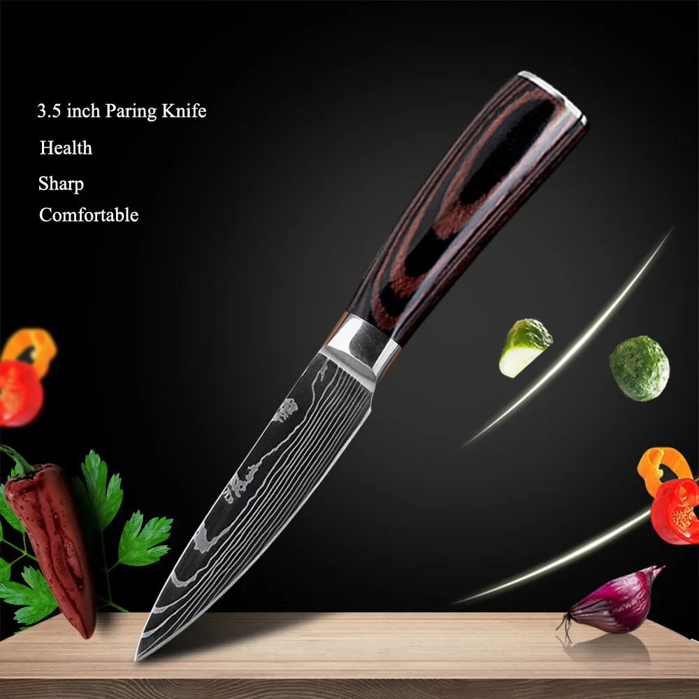 8pcs Kitchen Chef Knives Set 8 Inch Japanese 7cr17 440c High Carbon Stainless Steel Damascus