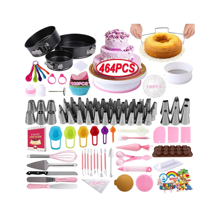 

Hot Sale New Multipurpose Baking Supplies Kit Gift Packing 464 Pcs Cake Baking Tool Cake Decorative Set