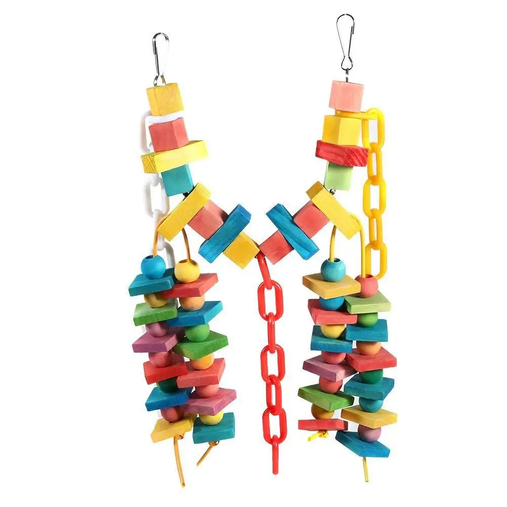 

Parrot Color Wooden Block Chain Soft Bridge Suspension Bridge Parrot Toys Bird Swing Ladder Parrot Bite Swing Toy