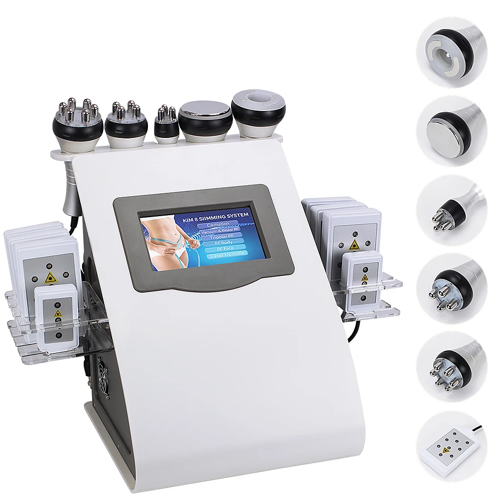 

Beemyi Ultrasonic Liposuction 40K Cavitation Vacuum Multipolar Bipolor Rf Laser Slimming Radio Frequency Skin Body Salon, White