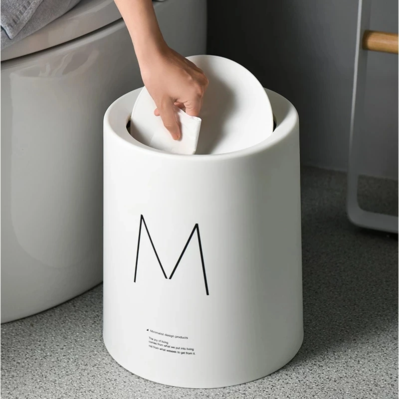 

DS1061 Garbage Bin Dust Bin Plastic Storage Bucket Home Office Kitchen Bathroom Waste Bin Plastic Round Trash Can with Swing Lid