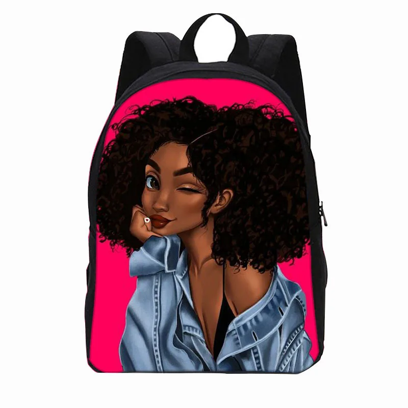 

2021 Custom 3D Printed Daypack Other Mochila Escolar Kids School Backpack African Beauty Girl Backpack, Purple/red/pink/blue