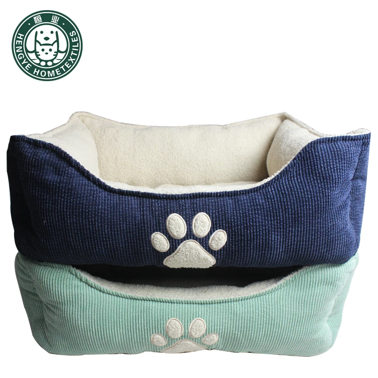 

Embroidered corduroy Pet Dog Bed Warming Dog House Soft Material Nest Dog Baskets Fall and Winter Warm Kennel For Cat Puppy