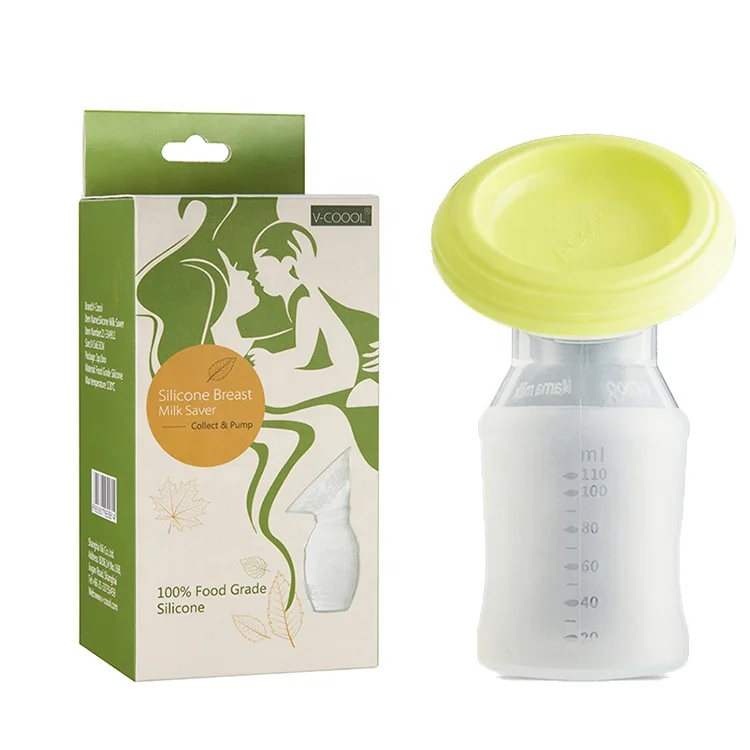 

V-Coool new design stable baby bottle shape silicone manual milk collector saver breast pump, Transparent