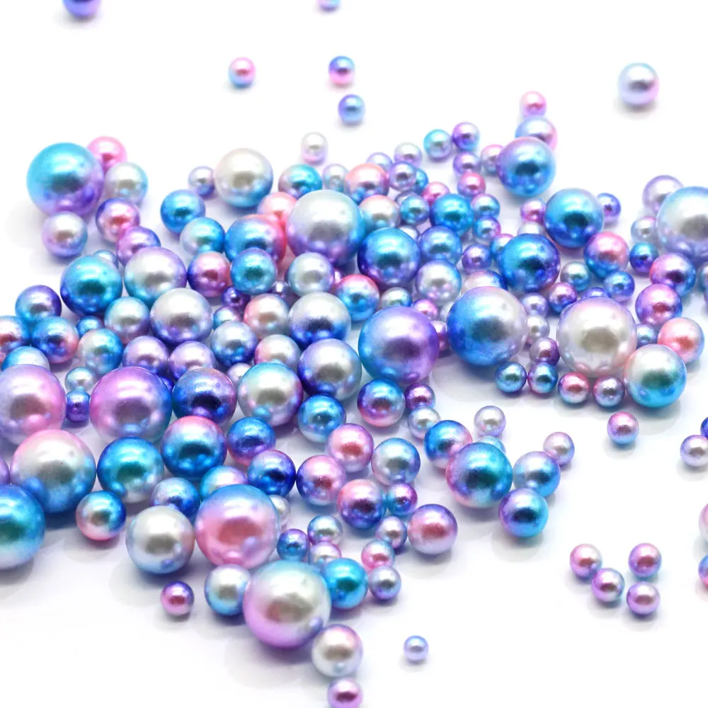 

Mix Size Round Gradient Pearl Beads No Hole Aurora Pearls For Crafts DIY Sewing Jewelry Making Accessories Slime Material