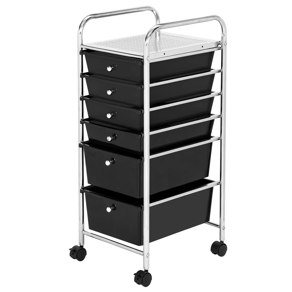 

Free Shipping Black Plastic Storage Drawer Rolling Cart with 6 Drawer
