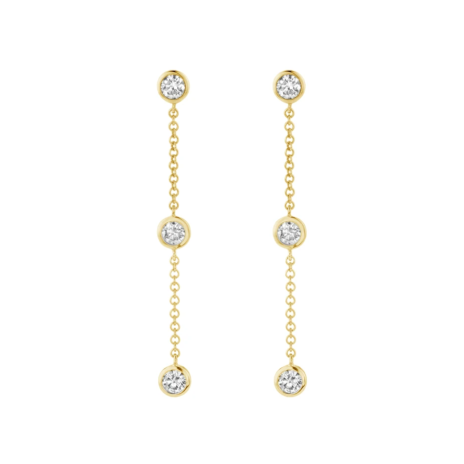 

Fine Jewelry 18K Gold Plated Jewelry 925 Sterling Silver Cubic Zircon Long Chain Stud Earrings