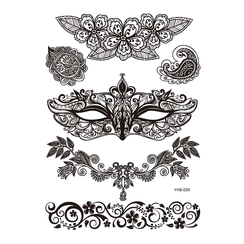 

YHB Black-029 tattoo transparent film mask tattoo sticker halloween tattoo stickers