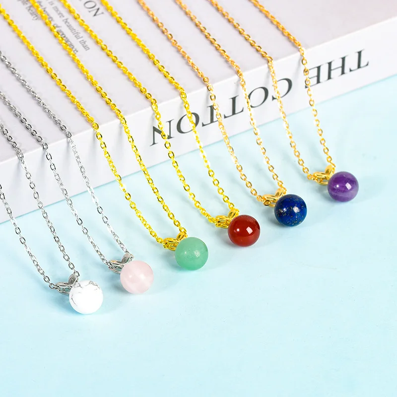 

Dainty Healing Crystal Necklaces Natural Ball Beaded Leaf Pendant Necklace Minimalist Fashion Jewelry Necklace for Women Girls