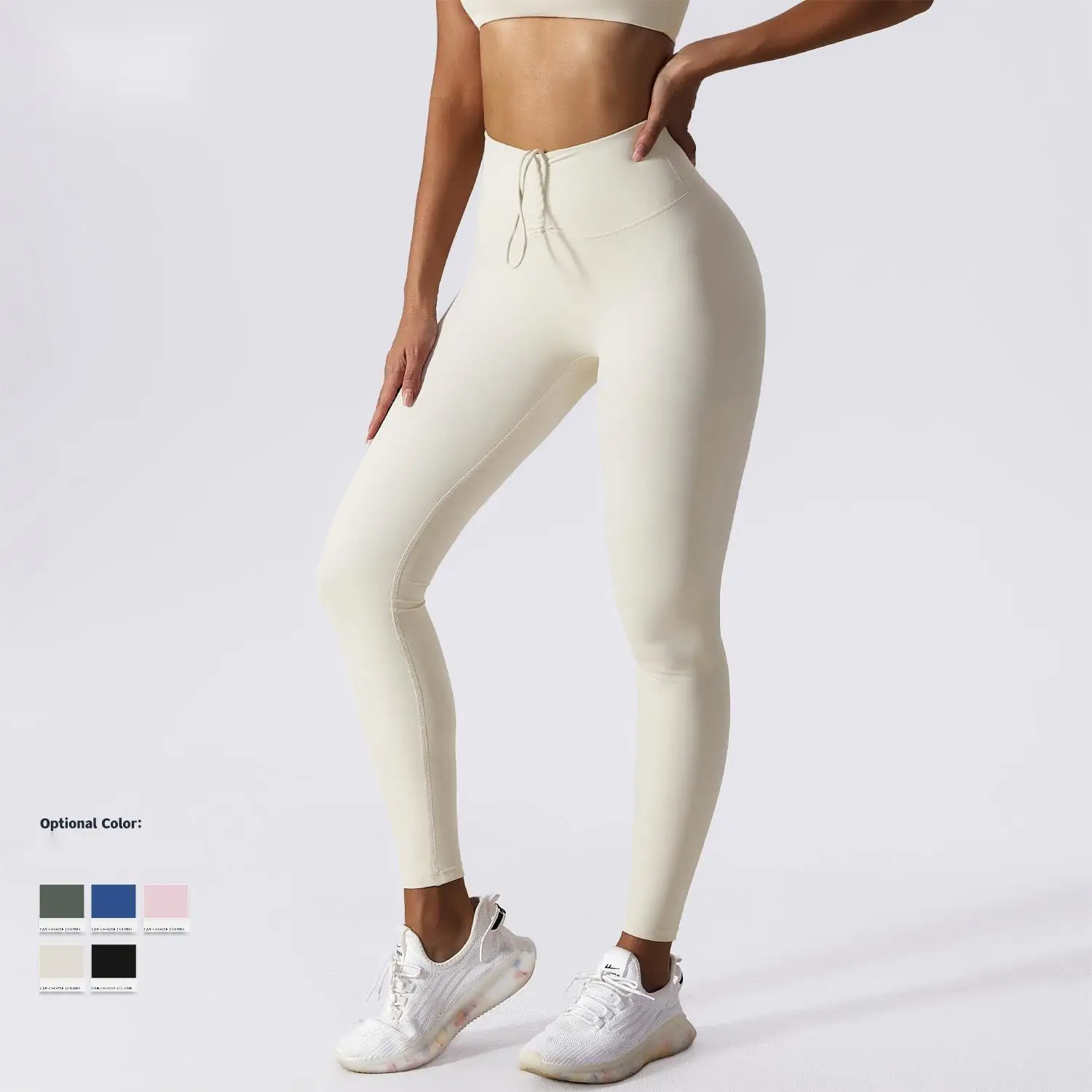 

Women New High Waist Hip Lift Leggings with Drawstring Fitness Wear Tummy Control Workout Yoga Pants