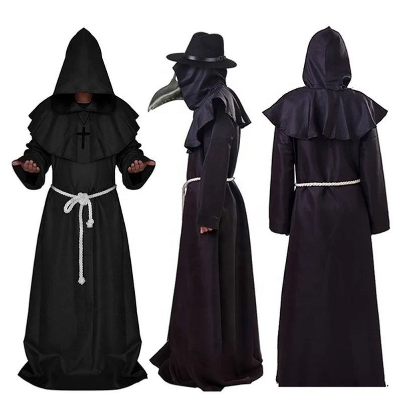 

2020 Adult Halloween Plague Doctor Cosplay Costume Steampunk Medieval Hooded Hat Dr Pest Role Playing Outfit