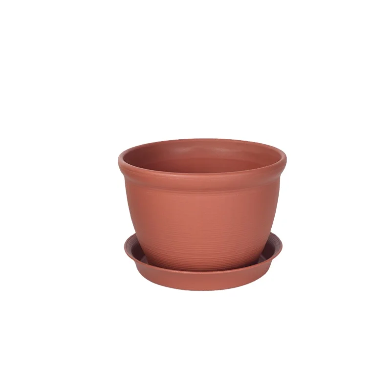 

Nordic Style hot sale small ceramic plastic flower pot brown round plant pot