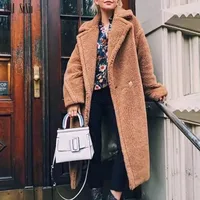 

2019 Winter New Teddy Coat Faux Fur Long Coat Women Outwear Thicken Lamb Fur Coat