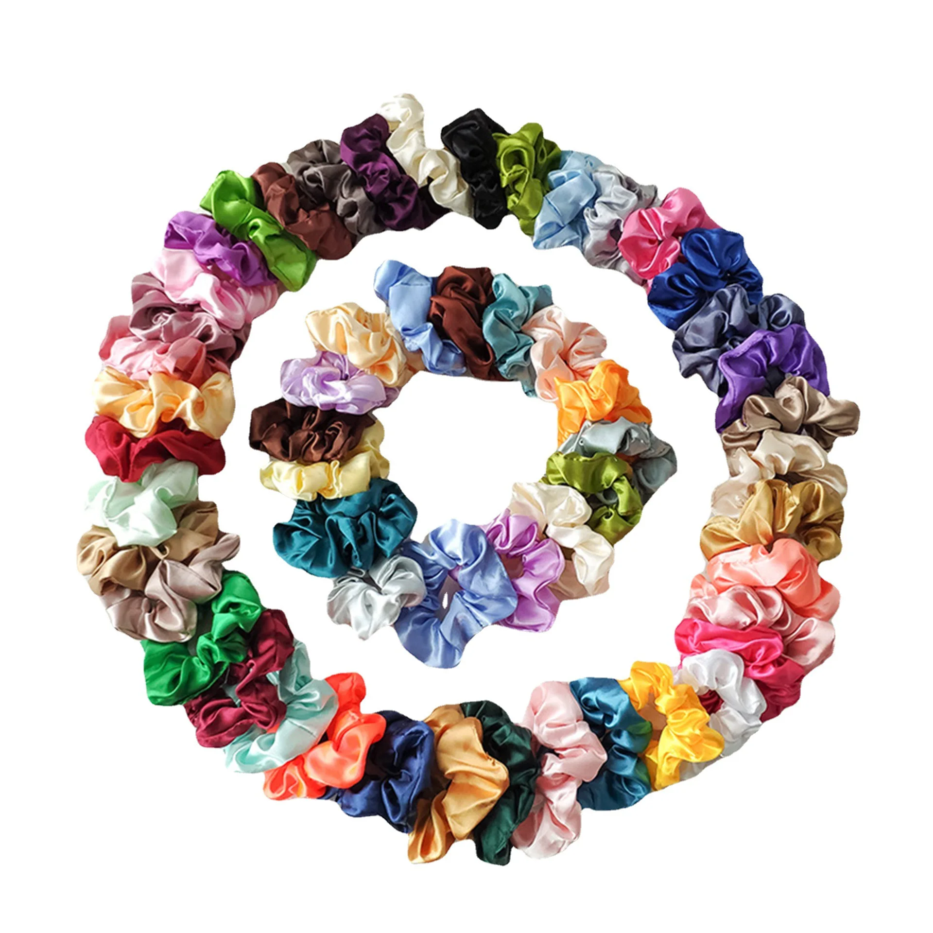 

Wholesale custom logo scrunchies High Quality Luxury Silk Satin Fabric Hair Accessories Hair Tie For Kids Girls Women Scrunchie