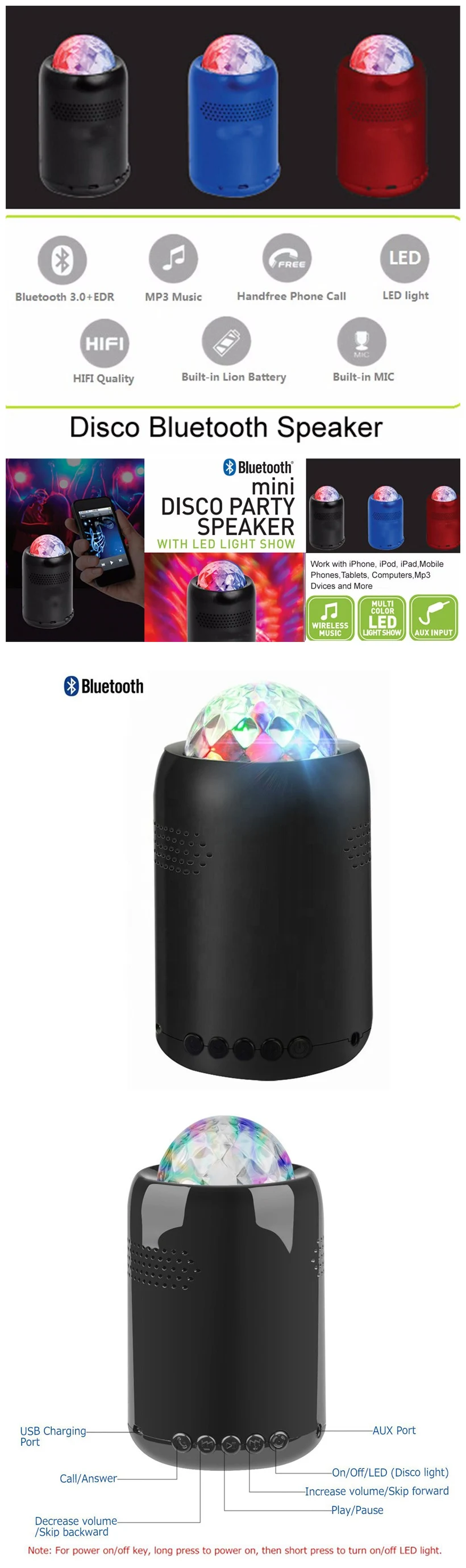 2.0 DJ Sound Stage Bluetooth Speaker Active Party Speaker 360 Degree Led Light Portable Speaker - ANKUX.COM