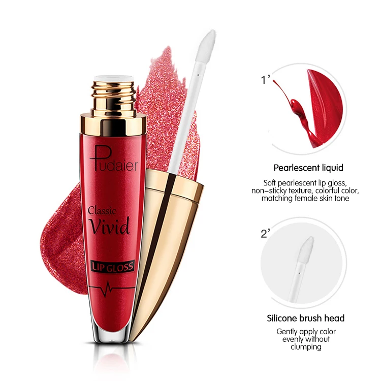

Long lasting gold lip gloss tubes 3D shimmer liquid stick private label glitter shiny lip gloss