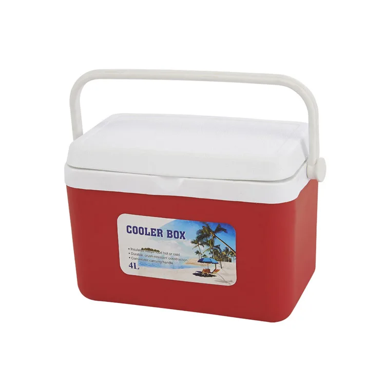 

4L Mini plastic cooler box EPS insulation for picnic outdoor camping cooling box keep the beer juice cold, Blue/red