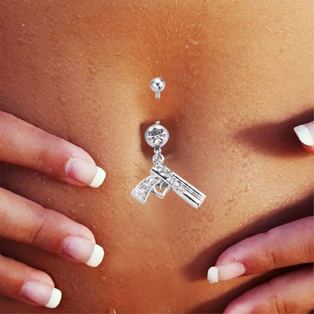 

Hot Sale gun shape Stainless Steel CZ Piercing Jewelry Navel Rings