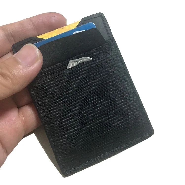 

New Arrival Handmade Mens Black Retro Crazy Horse Leather Short Wallet Casual RFID Wallet With Elastic Band, Black/brown