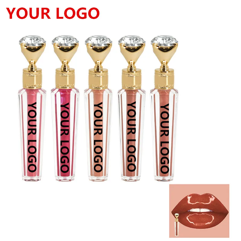 

Private Label Custom Logo Lip Glaze Lasting Makeup Lip Gloss Waterproof Moisturizing Diamond Glossy Liquid Lipstick